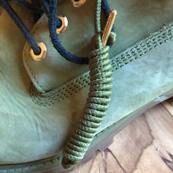 Timberland MONEY GREEN 10 DJ Khaled SECURE THE BAG Boots Nubuck Leather VGUC - Picture 9 of 16